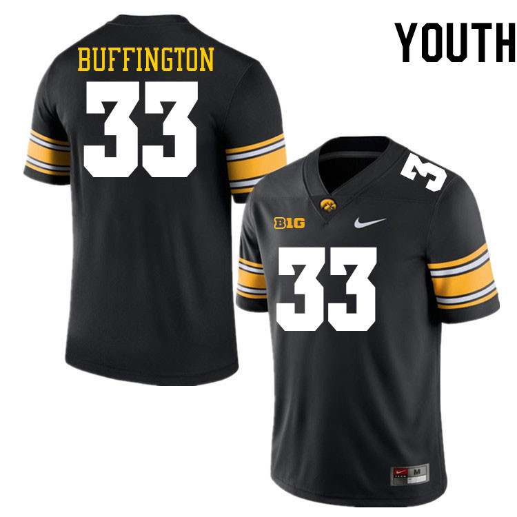 Youth #33 Cam Buffington Iowa Hawkeyes College Football Jerseys Stitched-Black